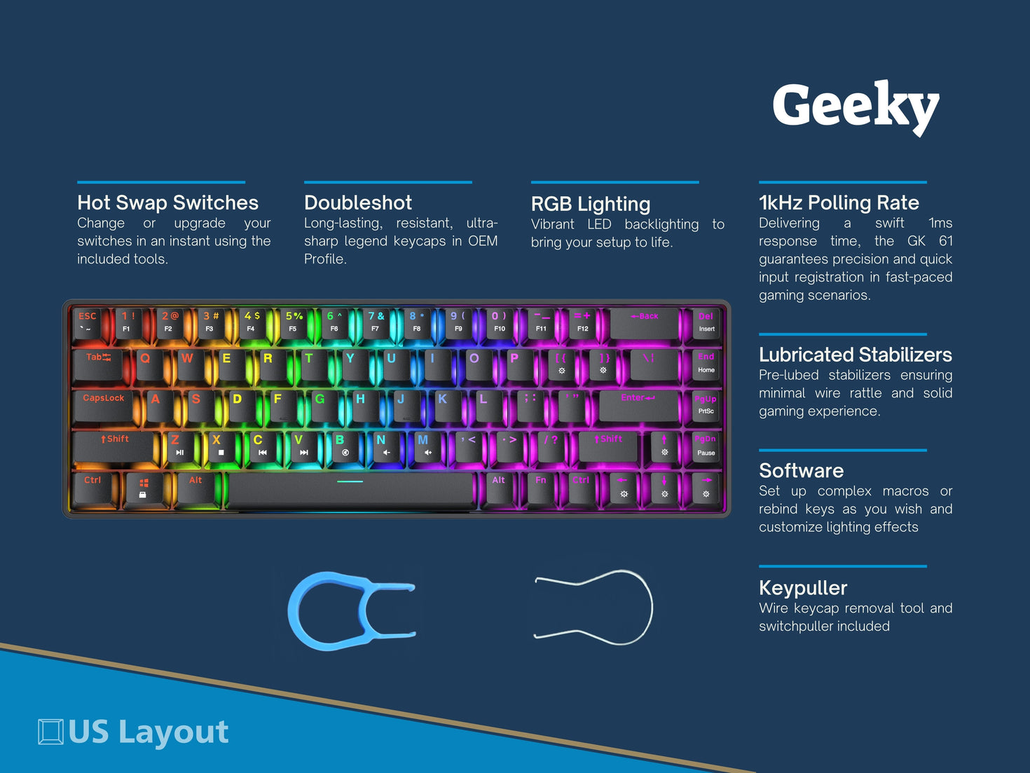 GK65 Gaming Keyboard - US Layout – Geeky